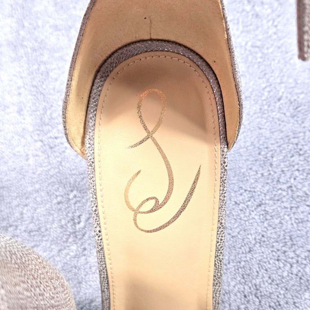 Sam Edelman Yaro Block Heel Sandals Womens 9M Champagne Silver Metallic - Picture 5 of 16
